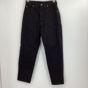 Land's End Womens Sz 12 Jeands Black Hi Rise Tapered Mom 100% Cotton Denim